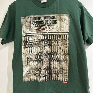 Men Supreme T-Shirt Dark Green Graphic Medium